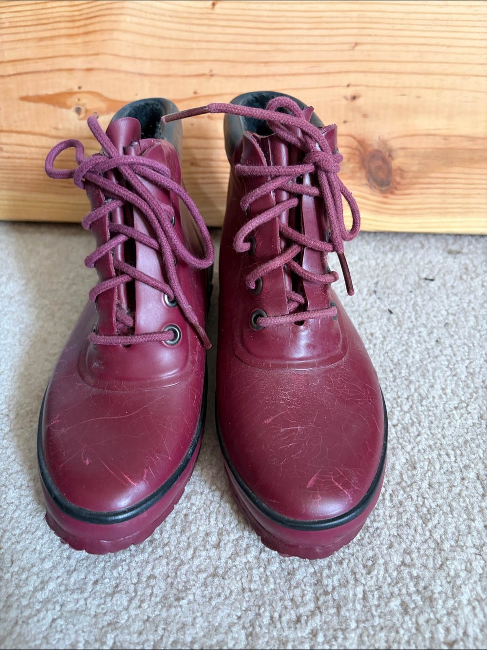 Lands' End Wine Lace-Up Ankle Boots
